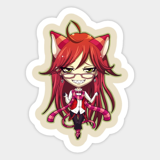 Grell in Wonderland Sticker by DasGnomo